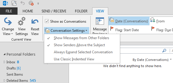 outlook show unread messages in bold